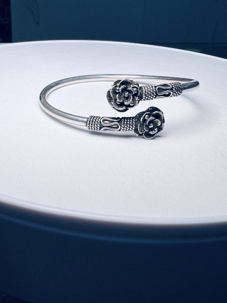 925 Silver Antique Rose Flower Bracelet