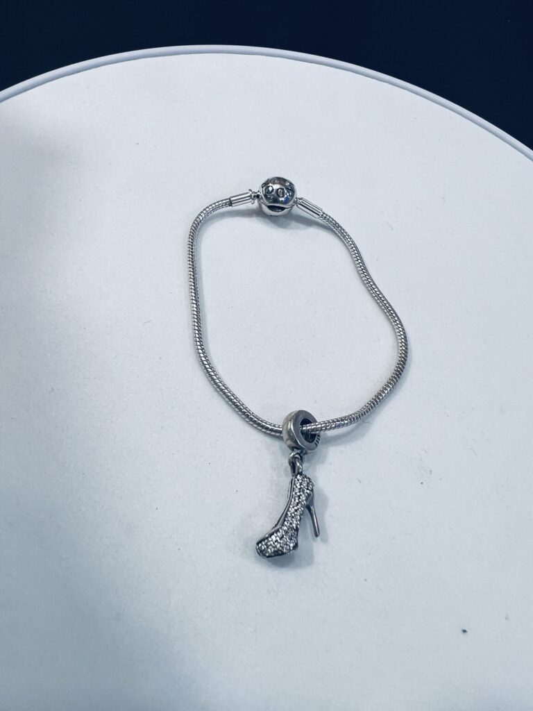 Sparkling Stiletto 925 Silver Charm Bracelet