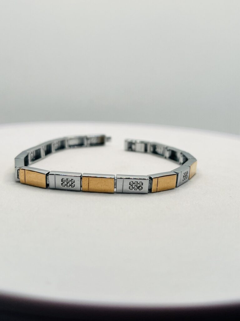 Sleek Two-Tone 925 Silver Men's Bracelet