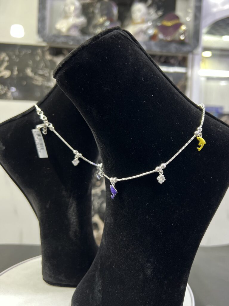 Playful Dolphin  Silver Anklet