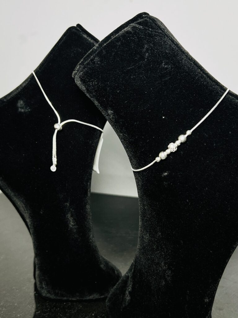 Minimalist Beaded 925 Silver Anklets
