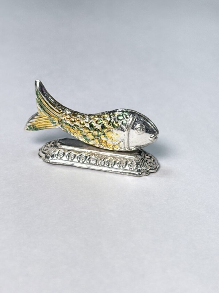 Silver Fish Showpiece for Home Decoration gold polish with Stand
