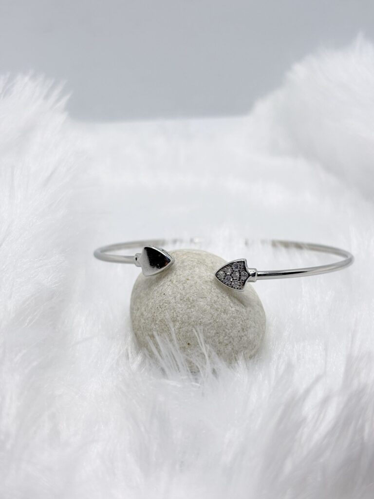 925 Silver Open Kada Bracelet with Dual Stone Tips
