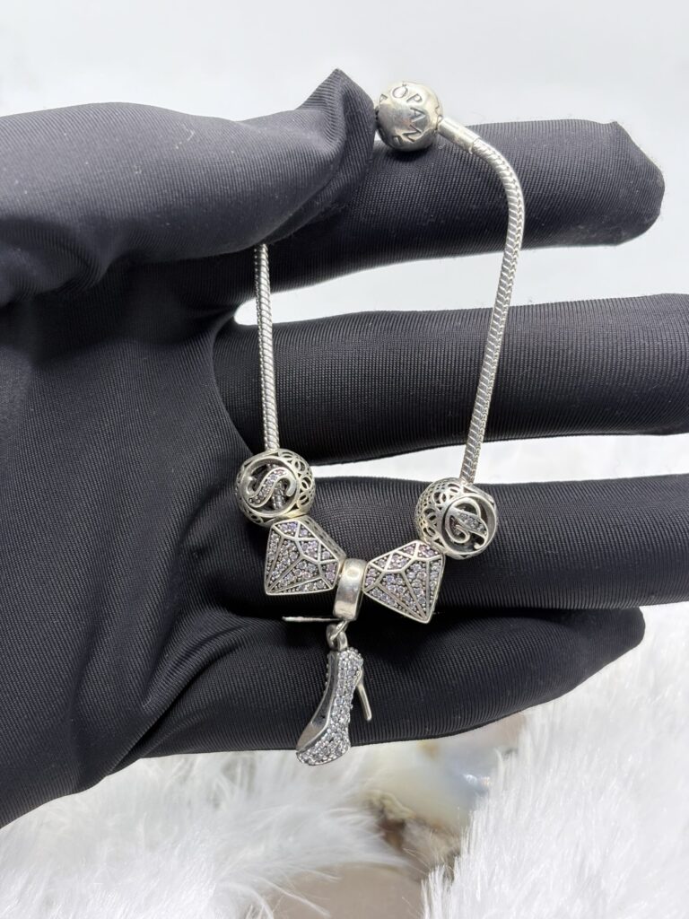 925 Silver Pandora Style Charm Bracelet