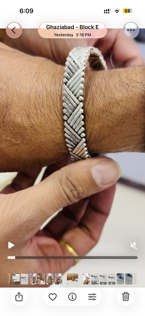 Silver Oxidize Bracelet kada style 925