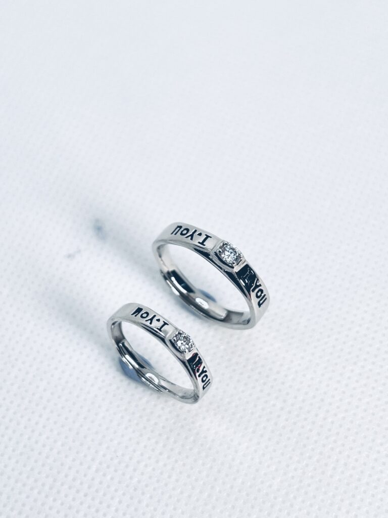 925 Sterling Silver Adjustable Couple Ring – Love Engraved Band