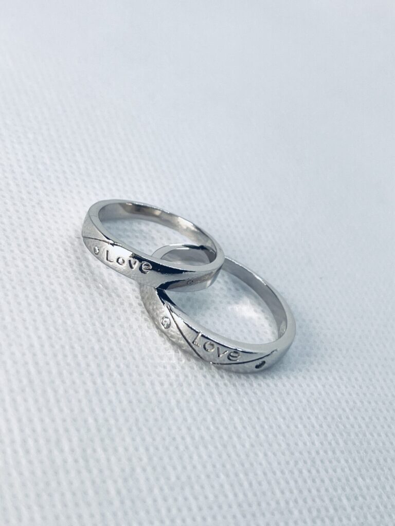925 Sterling Silver Adjustable Couple Ring – Love Engraved Band