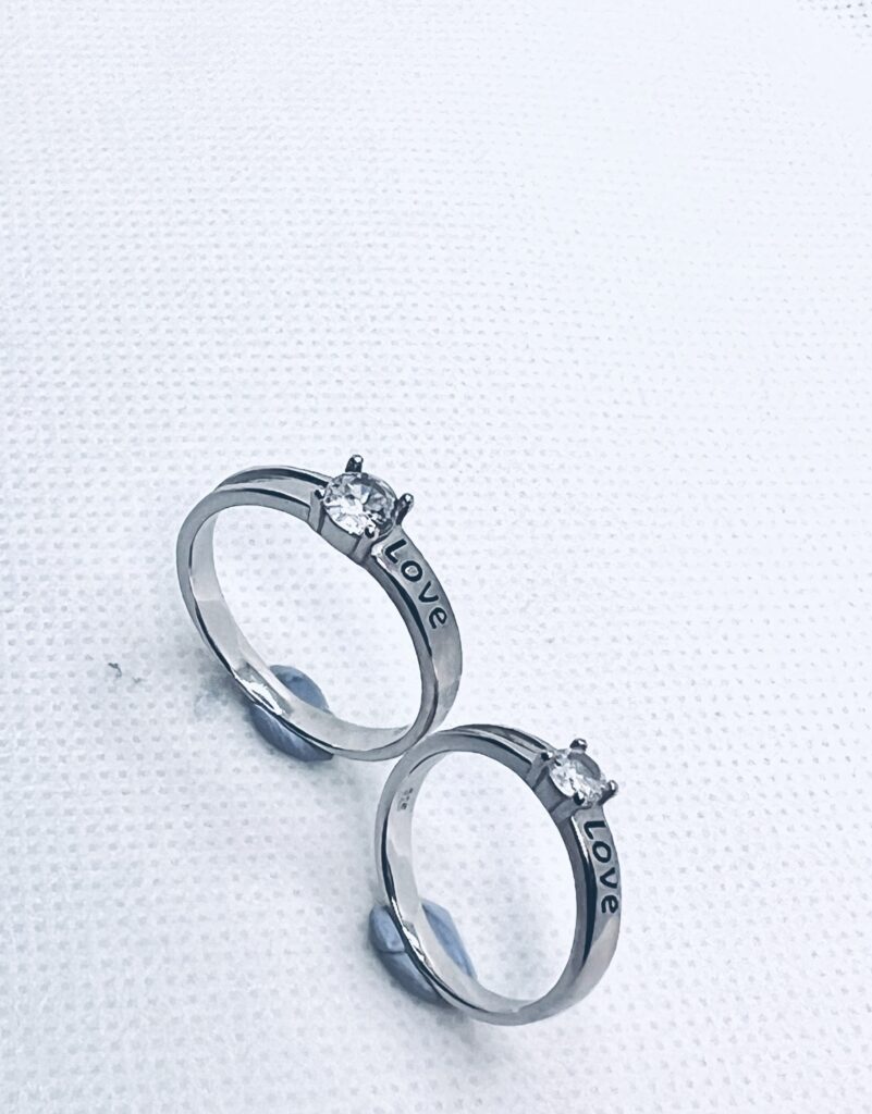 925 Sterling Silver Adjustable Couple Ring – Love Engraved Band